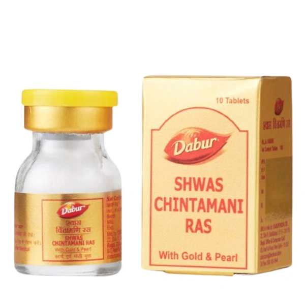 Dabur Shwas Chintamani Ras With Gold (10tab) - 10 Tablets