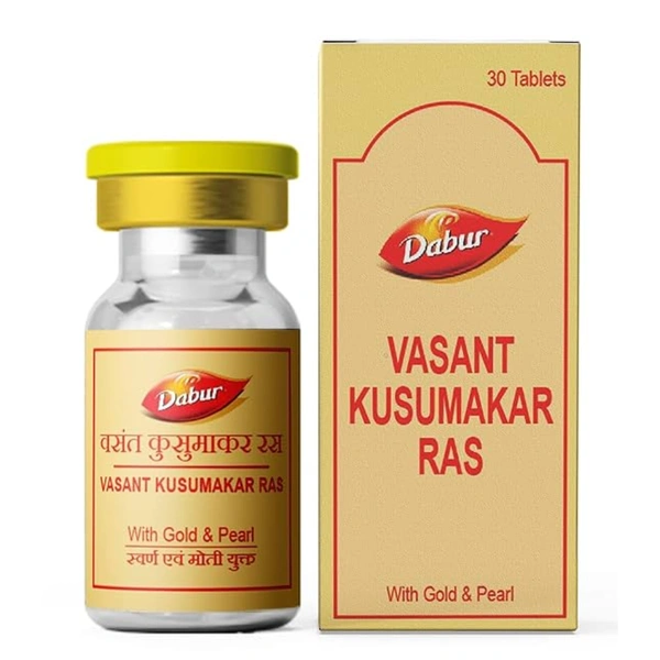 Dabur Vasant Kusumakar Ras with Gold & Pearl Tablet  (30tab) - 30 Tablets