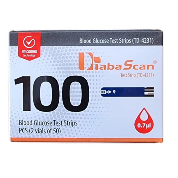 Vertech Health Solutions India Pvt Ltd DiabaScan Gulcometer Test Strips (100 Strips) - 100 Test Strips, 06-09-2026