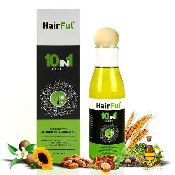 Nava Healthcare Pvt Ltd HairFul 10in1 Almond Hair Oil and Argan Oil (200ml)