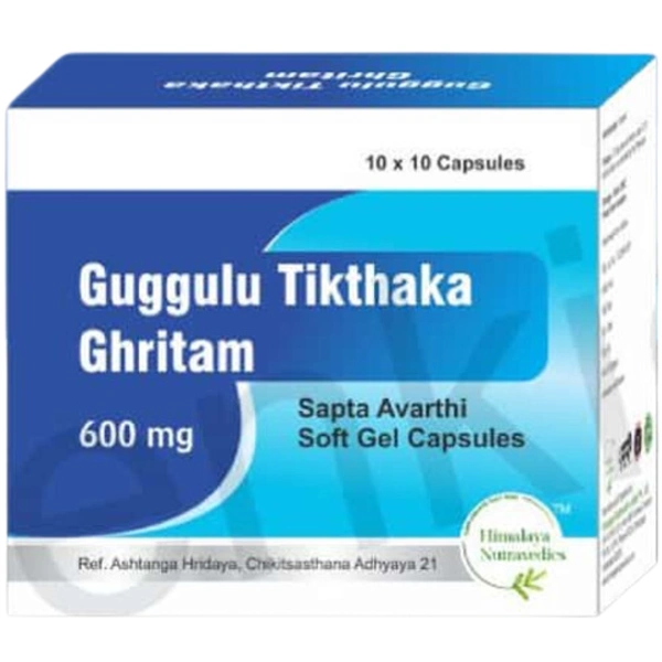 Himalaya Nutravedics India Pvt Ltd Himalaya Nutravedics Guggulu tiktha gritham saptavarti Soft Gel Capsules 600mg (100Caps)