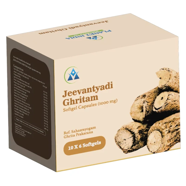 Planet India Remedies Pvt. Ltd. Planet India Jeevantyadighritham Saptavarti Softgel Capsules – 1000mg (60 Caps)