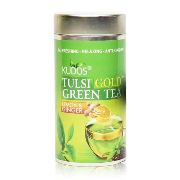 Kudos Tulsi Lemon & Ginger Green Tea – Best Anti-Oxidant (100g)