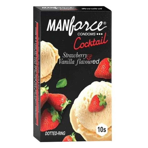 Mankind Pharma Manforce Cocktail Strawberry & Vanilla Flavoured Condoms (10 N Condoms)