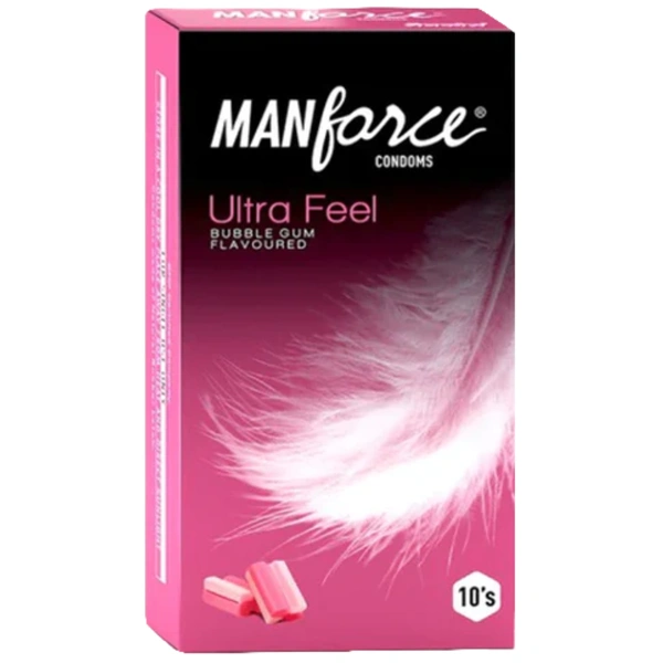 Mankind Pharma Manforce Ultra Feel Bubble Gum Flavoured Condoms (10 N Condoms)