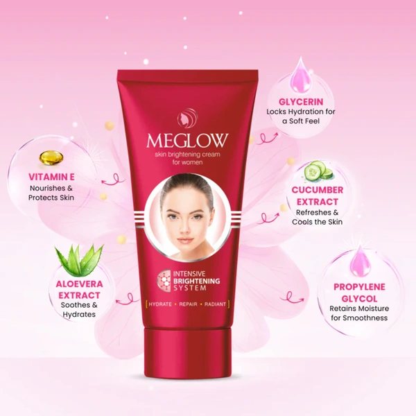 Leeford Healthcare Ltd Meglow Fairness Face Cream for Women (50gm)