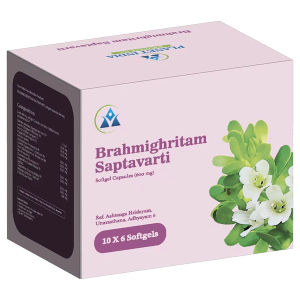 Planet India Remedies Pvt. Ltd. Planet India Brahmighritam Saptavarti (600mg) Softgel Capsules – (60 Caps)