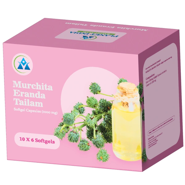 Planet India Remedies Pvt. Ltd. Planet India Murchita Eranda Tailam 1000mg Soft Gel Capsules (60Caps)