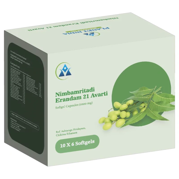 Planet India Remedies Pvt. Ltd. Planet India Nimbamritadierandam 21 Avarti Softgel Capsules – 1000mg (60 Caps)