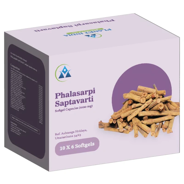 Planet India Remedies Pvt. Ltd. Planet India Phalasarpis Saptavarti Softgel Capsules – 1000mg (60 Caps)