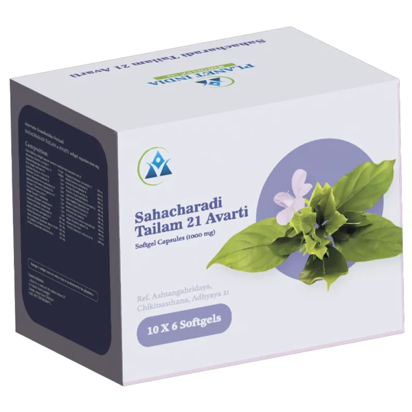 Planet India Remedies Pvt. Ltd. Planet India Sahachardi Tailam 21 Avarti Softgel Capsules – 1000mg (60 Caps)