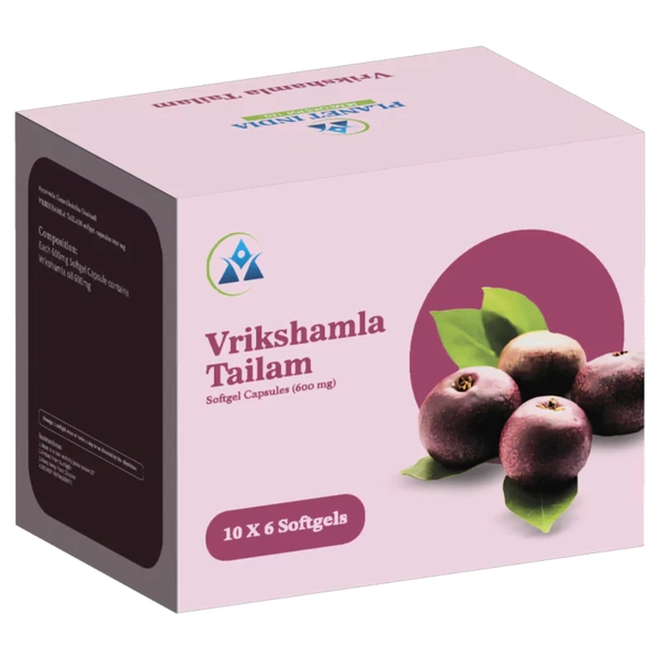 Planet India Remedies Pvt. Ltd. Planet India Vrikshamla Tailam Softgel Capsules – 1000mg (60 Caps)