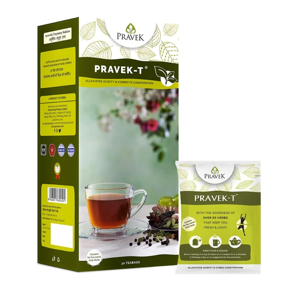 Pravek Kalp Private Limited Pravek-T Herbal Tea for Relieving Acidity & Constipation (30 Teabags)