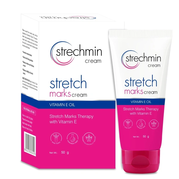 Leeford Healthcare Ltd Strechmin Stretch Marks Cream with Vitamin E For Men & Women | Paraben Free Formulation (50g)