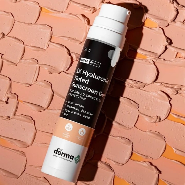 The Derma Co 1% Hyaluronic Tinted Sunscreen Gel for Broad Spectrum Protection, Spf 60 - 50G