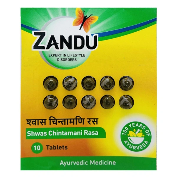 zandu Zandu Shwas Chintamani Rasa (10Tab) - 10 Tablets