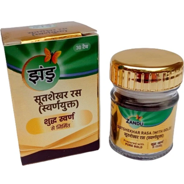 zandu Zandu Sutshekhar Rasa with Gold (10Tab) - 30 Tablets