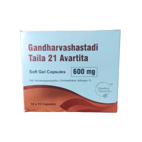 Himalaya Nutravedics India Pvt Ltd Himalaya Nutravedics Gandharvahastadi tailam 21 avarti Soft Gel Capsules 600mg (100Caps)