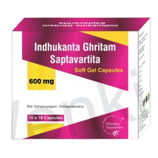 Himalaya Nutravedics India Pvt Ltd Himalaya Nutravedics Indukantha Ghritam Saptavartita Soft Gel Capsules 600mg (100Caps)