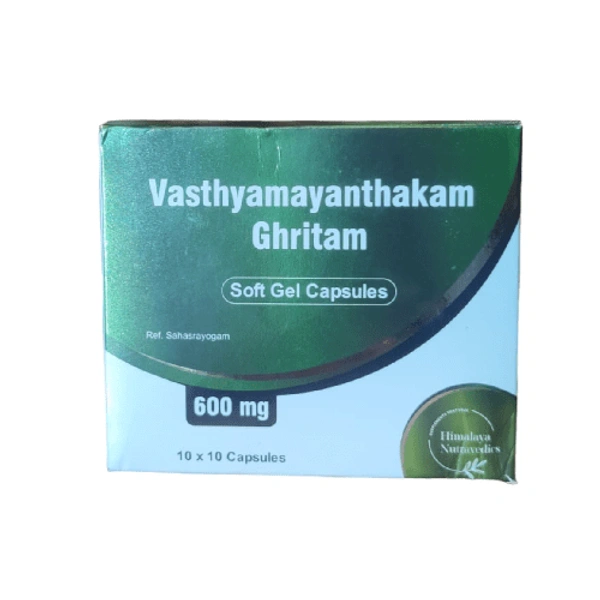 Himalaya Nutravedics India Pvt Ltd Himalaya Nutravedics Vasthyamayanthakam Grutham Soft Gel Capsules 600mg (100Caps)