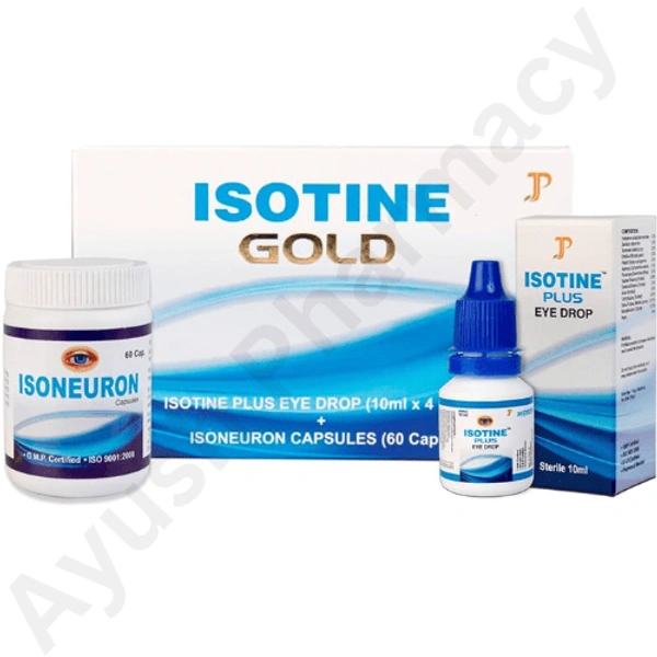Jagat Pharma Isotine Gold Kit (10ml x 4 drops, 60 Caps)