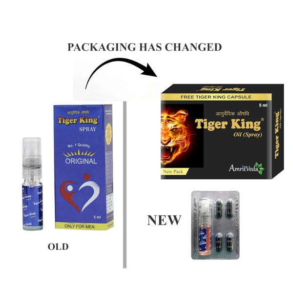 AmritVeda Tiger King Oil Spray (5ml) + 4 Tiger King Cpaules Free By AmritVeda
