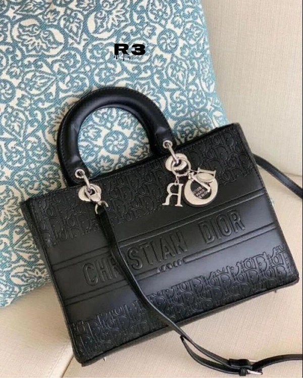 *CHRISTIAN DIOR**LADY D-LITE BAG MODEL*EMBOSS & CANVAS*PREMIUM QUALITY WIDE REMOVABLE SHOULDER BELT**INSIDE ZIP POCKET SILKY DUST BAG with brand box - White, 10/8