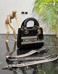 *CHRISTIAN DIOR**LADY D-LITE BAG MODEL*EMBOSS & CANVAS*PREMIUM QUALITY WIDE REMOVABLE SHOULDER BELT**INSIDE ZIP POCKET SILKY DUST BAG with brand box - White, 10/8