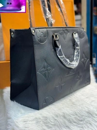 LOUIS VUITTON ON THE GO  (BLACK EMBOSS)MIRROR COPY   BIG SIZE TOTE  WITH OG DUST COVER VERY SUPERIOR LEATHERSIZE. - Black, 13/16
