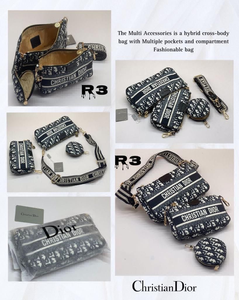 CRISTIAN DIOR**Christian Dior Multi-Pochette Accessories Is The New Eva  Bag* Top Quality. ✨Combo of 3 pcs for all your accessories. ✨Removeable  easily ✨Packing in Branded Dust Bag. ✨All over Brandingwith box