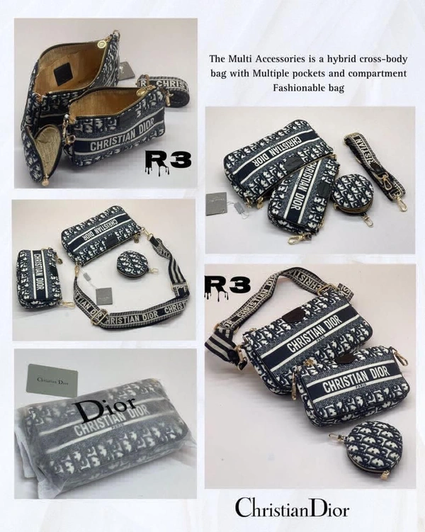*CRISTIAN DIOR**Christian Dior Multi-Pochette Accessories Is The New Eva Bag* Top Quality. ✨Combo of 3 pcs for all your accessories. ✨Removeable easily  ✨Packing in Branded Dust Bag. ✨All over Brandingwith box - Black, 9*5