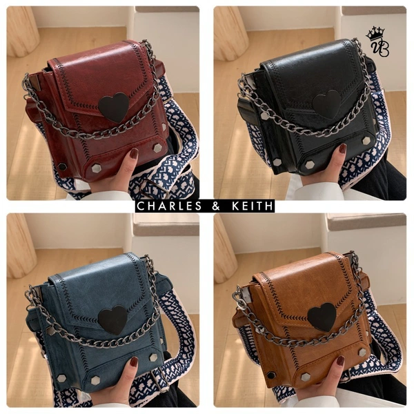 BRAND - *CHARLES & KEITH**_IMPORTED Crossbody Sling Bags - 7*5, Black
