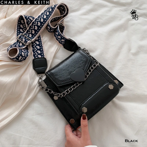 BRAND - *CHARLES & KEITH**_IMPORTED Crossbody Sling Bags - 7*5, Black