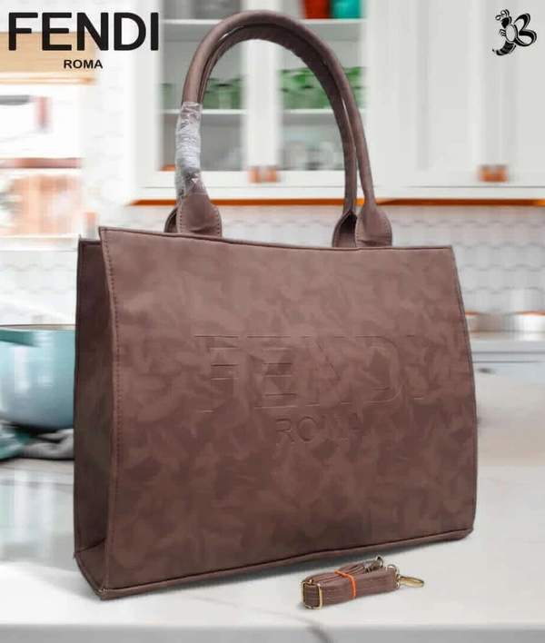 FENDI.... TOTE BAG CUM OFFICE BAG CUM MOTHER BAG SpaciousLaptop spaceLong adjustable shoulder belt - Brown, 15/12