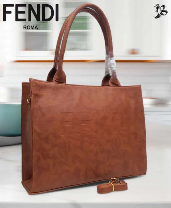 FENDI.... TOTE BAG CUM OFFICE BAG CUM MOTHER BAG SpaciousLaptop spaceLong adjustable shoulder belt - Brown, 15/12