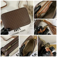 *MICHAEL KORS JET SET CAMERA CROSSBODY SLING - Brown, 9/6"
