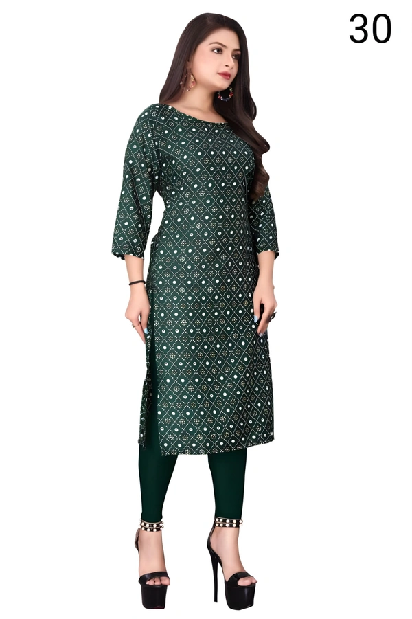 99 Fashion Bazaar  Women's Daily Wear Printed Straight Kurti - Parsley, L