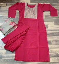 99 Fashion Bazaar Kurta Set in Silk Blend Fabric with Printed Dupatta. - Bright Red, XXL