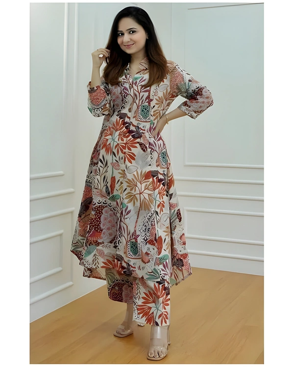 99 Fashion Bazaar Ethnic Motifs Printed A-Line Kurta With Pant - Calico, XXL