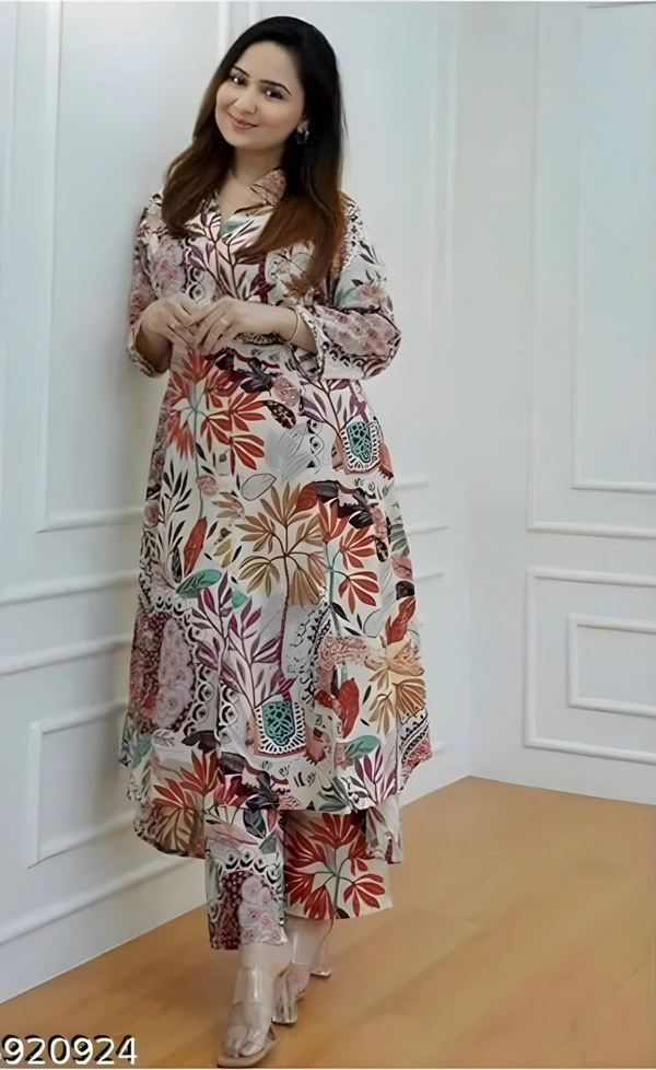 99 Fashion Bazaar Ethnic Motifs Printed A-Line Kurta With Pant - Calico, M
