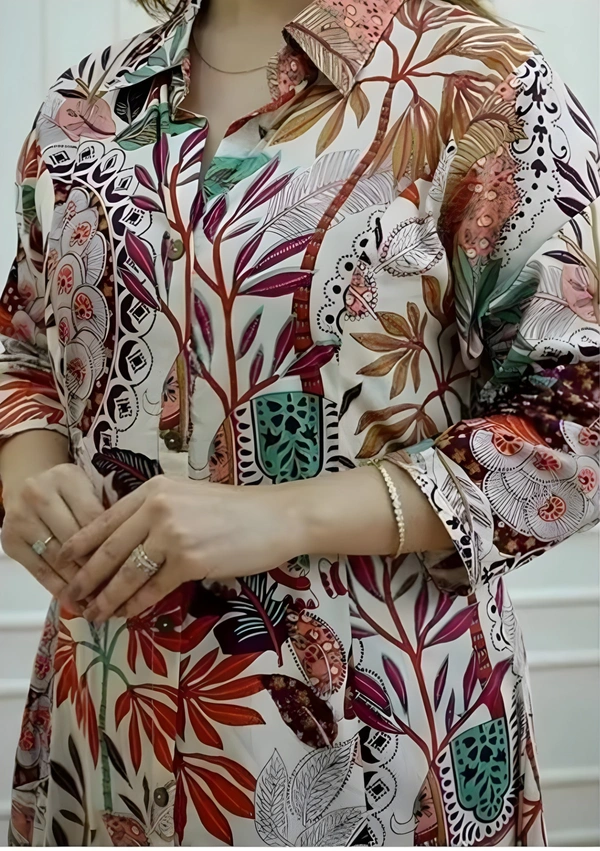 99 Fashion Bazaar Ethnic Motifs Printed A-Line Kurta With Pant - Calico, M