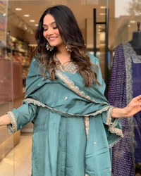 99 Fashion Bazaar Wedding Collection Blue Kurti and Plazzo Set in Beautiful Embroidery.    - De York, L