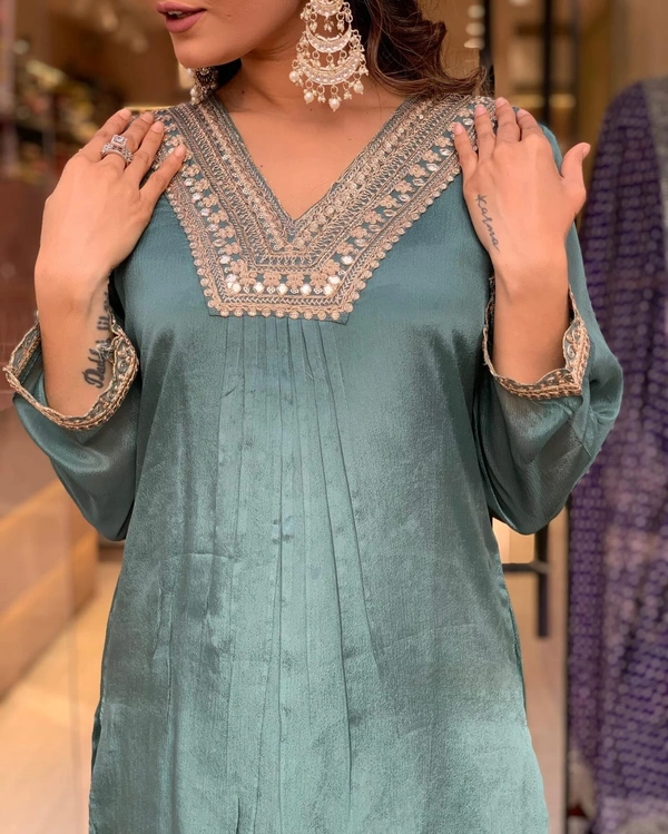 99 Fashion Bazaar Wedding Collection Blue Kurti and Plazzo Set in Beautiful Embroidery.    - De York, L
