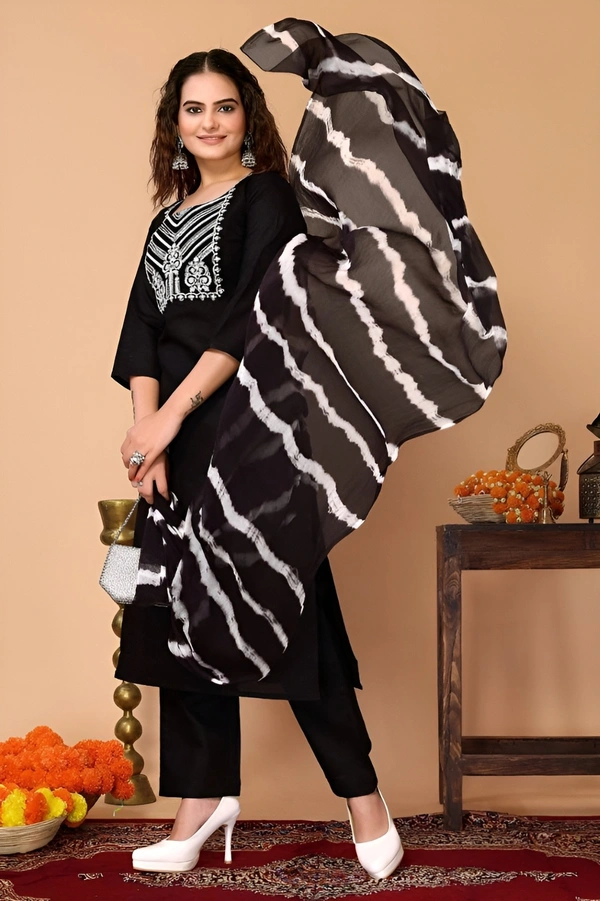 99 Fashion Bazaar  Kurta Set with Dupatta in Pure Soft Cotton Fabric - Black, S