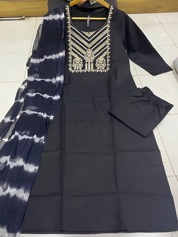 99 Fashion Bazaar  Kurta Set with Dupatta in Pure Soft Cotton Fabric - Black, S