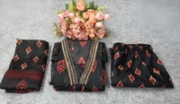 99 Fashion Bazaar  Pure Cotton Naira Cut Flaired Kurta Set with Dupatta - Black, S