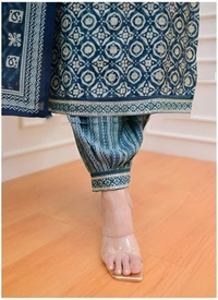 99 Fashion Bazaar Straight Kurti Set with Dupatta In Pure Cotton Fabric  - Cornflower Blue, M