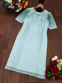 99 Fashion Bazaar Women's Kurti in Sequence Work - Picton Blue, XL