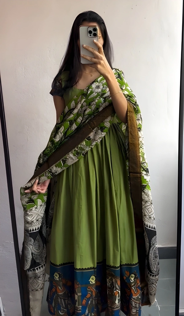 99 Fashion Bazaar Gown Set with Dupatta in Pure Cotton - Japanese Laurel, S