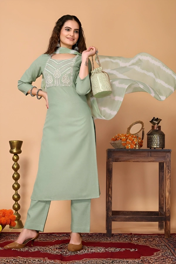 99 Fashion Bazaar  Kurta Set with Dupatta in Pure Soft Cotton Fabric - Eastern Blue, L